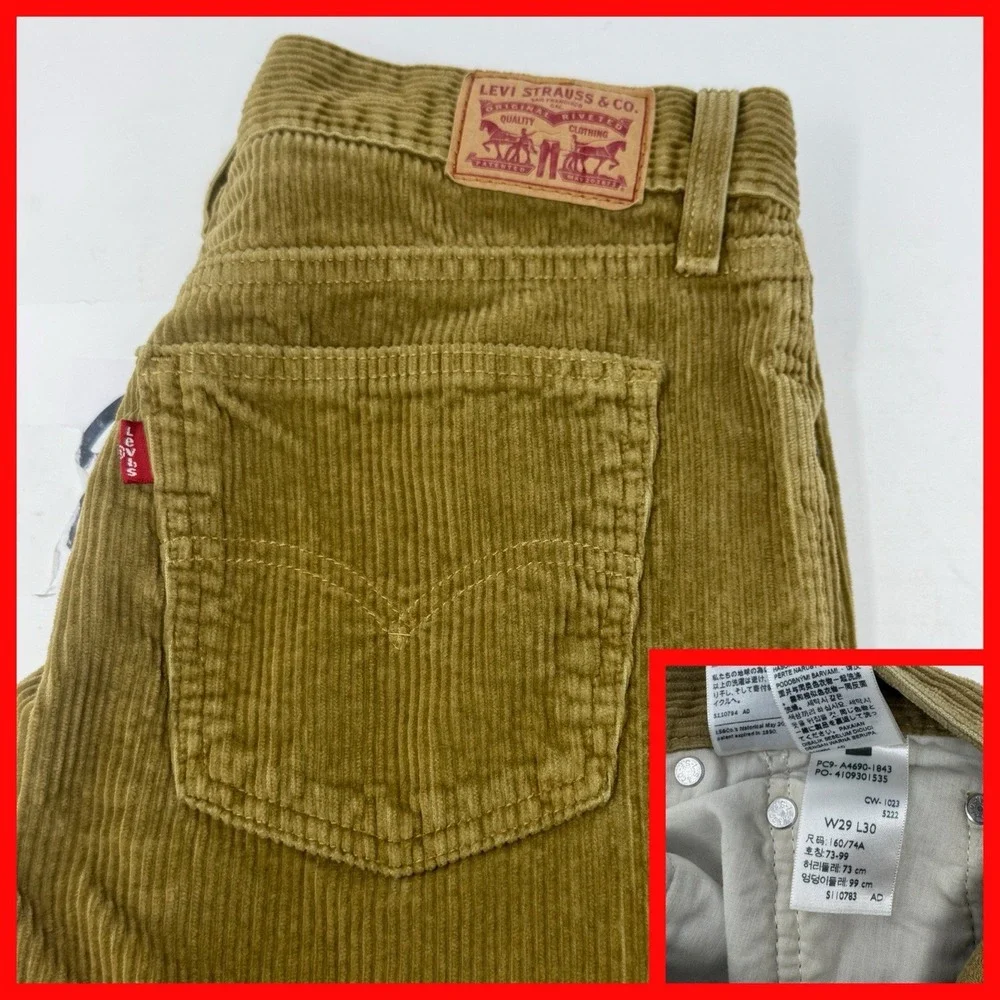 VTG Levi's Tan Corduroy Pants‎ 29x30 Mens Straight Leg Beige White Tab  USA
